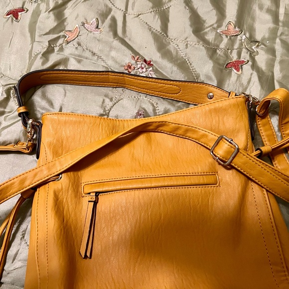 Vibrant Yellow Slouchy Shoulder Bag with Ruched Details by Jessica Simpson. - Picture 8 of 12